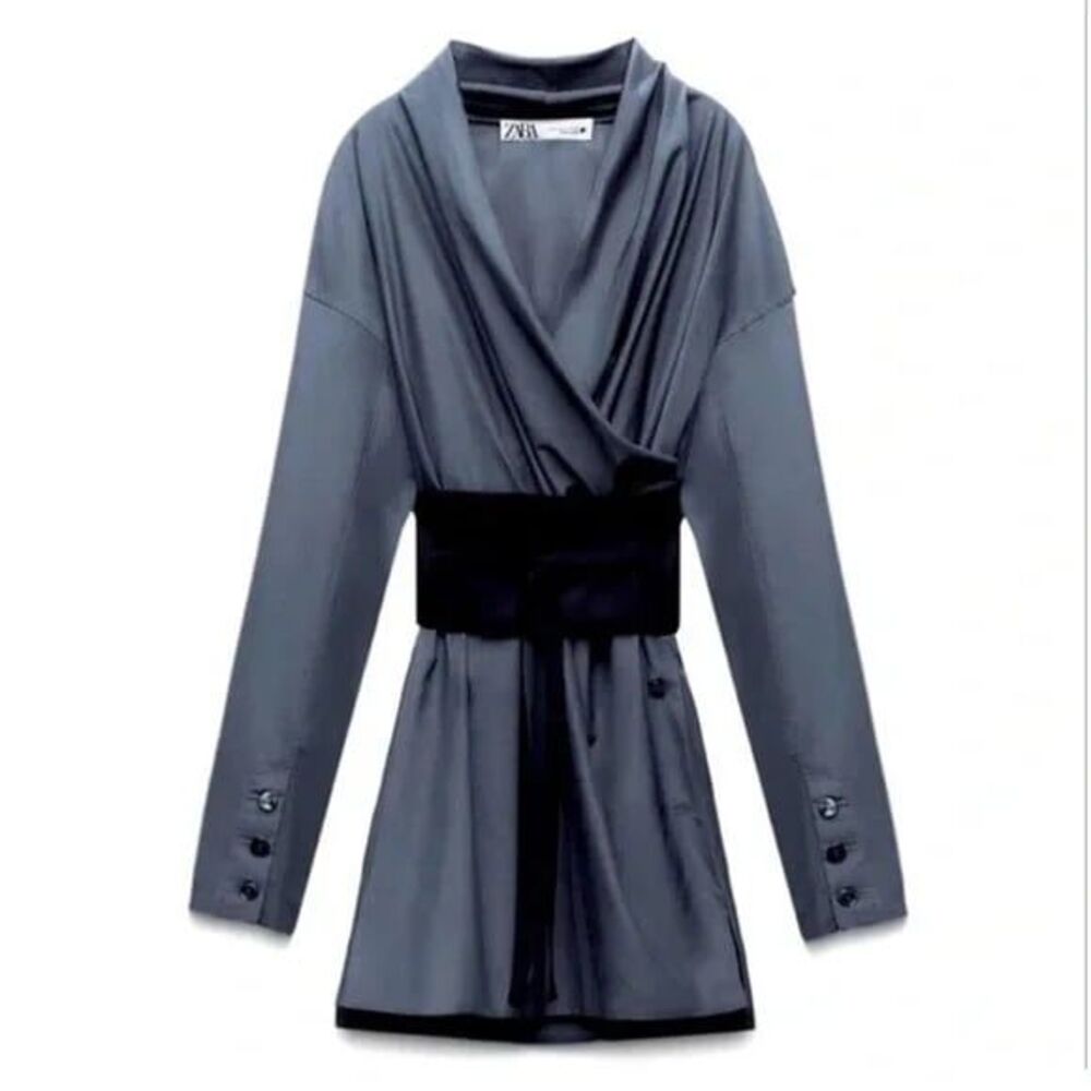 ZARA SILK BLEND OBI SASH KIMONO TOP LIMITED EDITION XS/S *missing belt**
